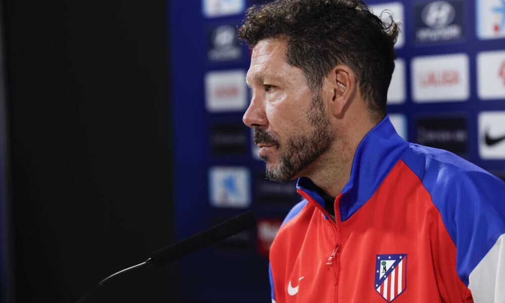 Simeone, durante la rueda de prensa de este sábado. EFE/Chema Moya