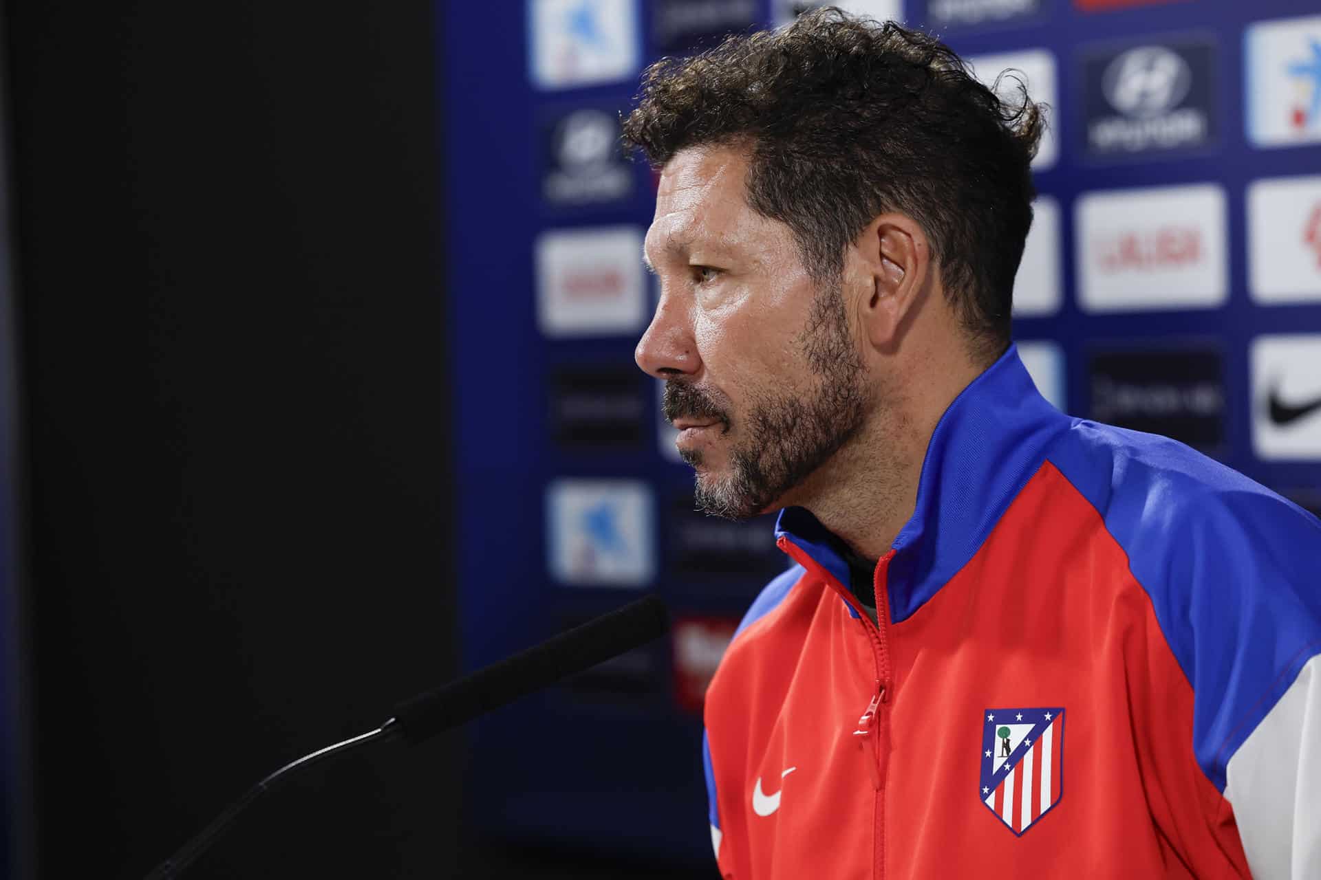 Simeone, durante la rueda de prensa de este sábado. EFE/Chema Moya