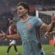 El jugador argentino del Atlético Madrid Julian Alvarez celebra el 3-0 durante el partido de la UEFA Champions League que ha  jugado Sprta de Praga y Atlético de Madrid en Praga, República Checa. EFE/EPA/MARTIN DIVISEK