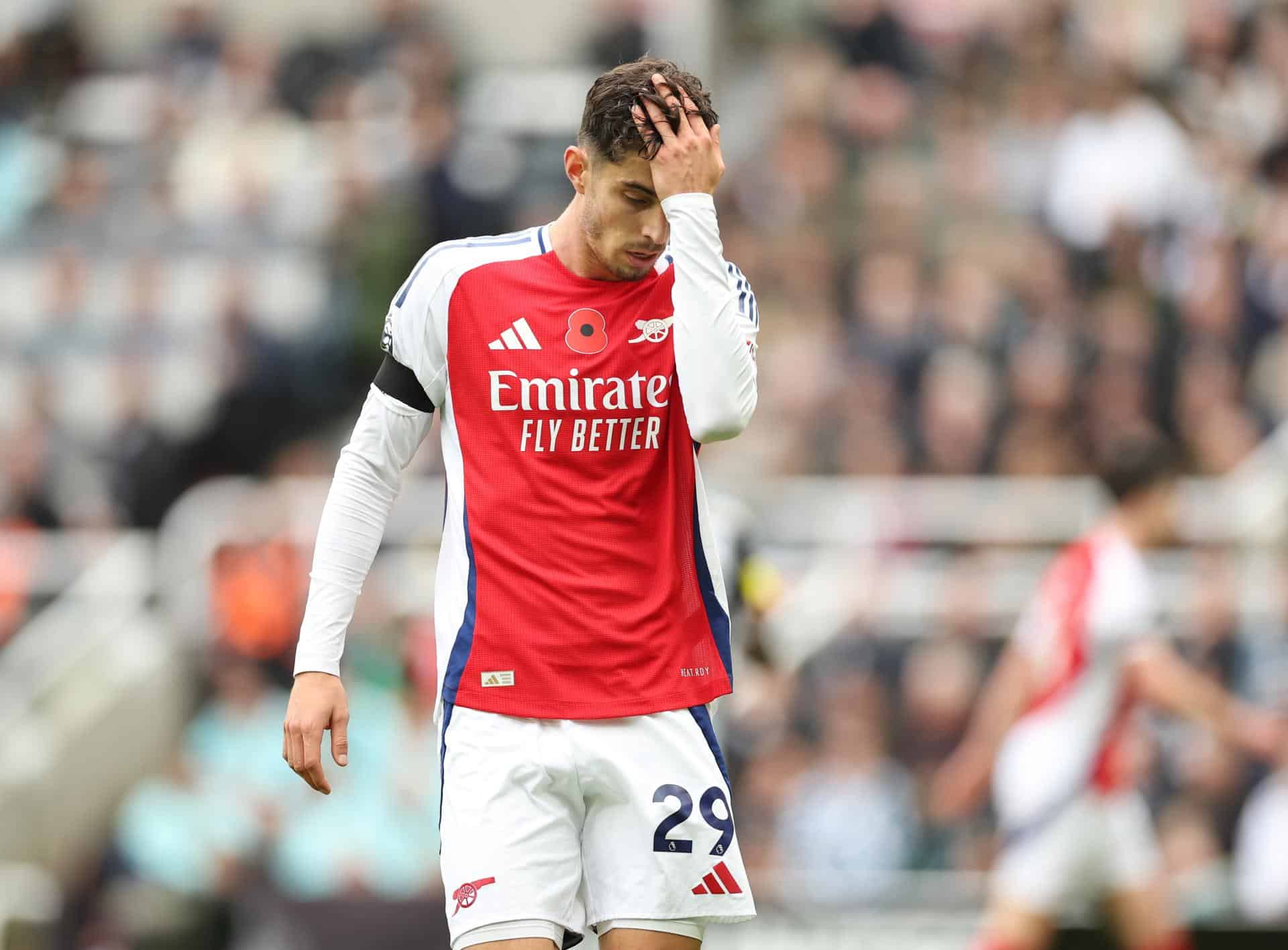 Kai Havertz se lamenta durante el partido del Arsenal. EFE/EPA/ADAM VAUGHAN.