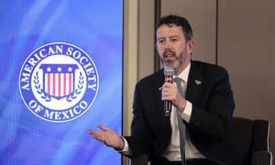 El presidente de la American Society of México, Larry Rubin, participa durante el panel ‘Análisis poselectoral de EEUU’ este miércoles en la Ciudad de México (México). EFE/ José Méndez