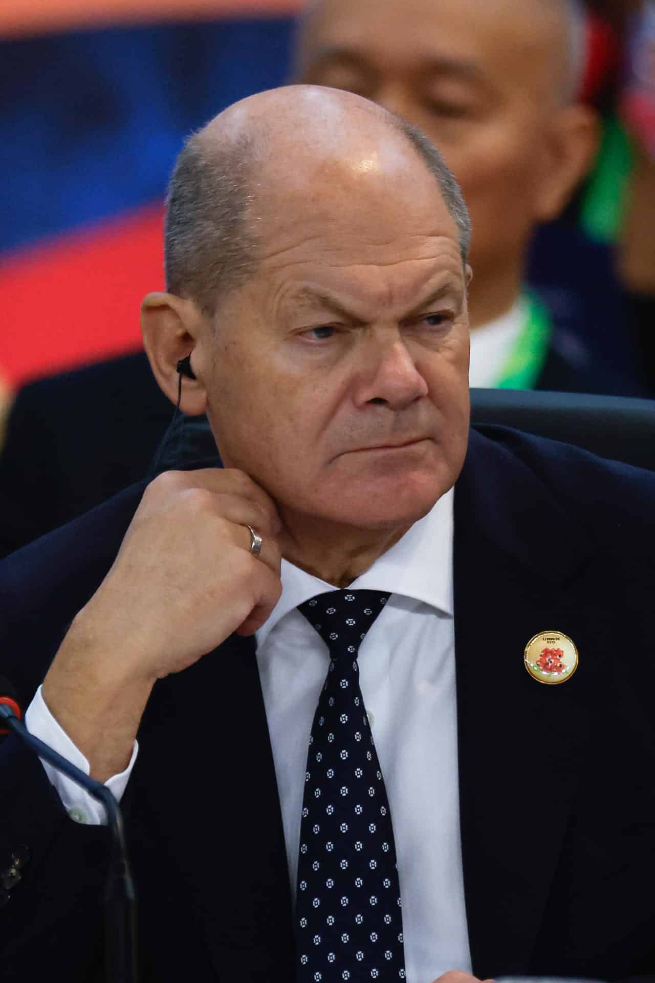 El primer ministro de Alemania, Olaf Scholz, participa durante la apertura de la Cumbre de jefes de Estado del G20 que comenzó este lunes en Río de Janeiro (Brasil). EFE/ Antonio Lacerda