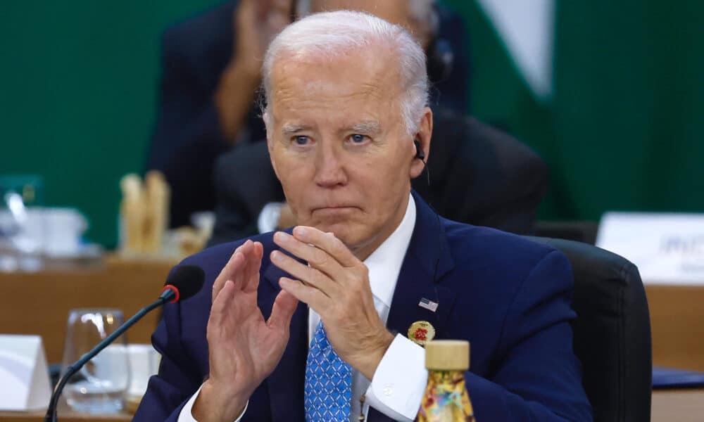 El presidente de Estados Unidos, Joe Biden, participa durante la apertura de la Cumbre de jefes de Estado del G20 que comenzó este lunes en Río de Janeiro (Brasil). EFE/ Antonio Lacerda