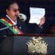 El presidente de Bolivia, Luis Arce, habla durante la presentación de un informe de gestión este viernes en La Paz (Bolivia).EFE/ Luis Gandarillas