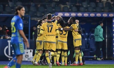 El jugador de Udinese celebra el 1-1 durante el partido de la Serie A que han jugado Empoli y Udinese Calcio en el Carlo Castellani Stadium en Empoli, Italia. EFE/EPA/CLAUDIO GIOVANNINI