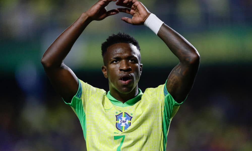 Fotografía de archivo del delantero Vinícius Júnior, cuyo regreso a la formación titular de la selección de Brasil debe producirse este jueves en el partido contra Venezuela en Maturín. EFE/ Andre Coelho