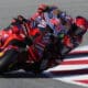 El piloto italiano Francesco Bagnaia, seguido por Márquez, durante la clasificación para el Gran Premio de Barcelona Solidaridad, este sábado en el circuito Barcelona-Cataluña de Montmeló. EFE/ Alejandro García