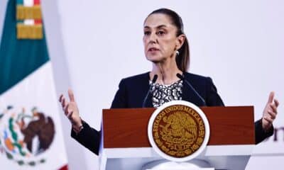 La presidenta de México Claudia Sheinbaum, habla este martes durante una rueda de prensa en Palacio Nacional de la Ciudad de México (México). EFE/Sáshenka Gutiérrez