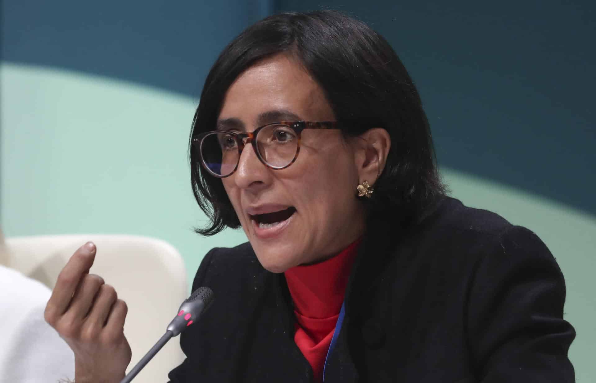 La ministra de Ambiente de Colombia, Susana Muhamad, asiste a una sesión de la Conferencia de las Naciones Unidas sobre el Cambio Climático COP29 en Bakú, Azerbaiyán, el 16 de noviembre de 2024. EFE/EPA/Igor Kovalenko