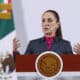 La presidenta de México, Claudia Sheinbaum, habla durante una rueda de prensa este viernes, en Palacio Nacional en Ciudad de México (México). EFE/ Mario Guzmán