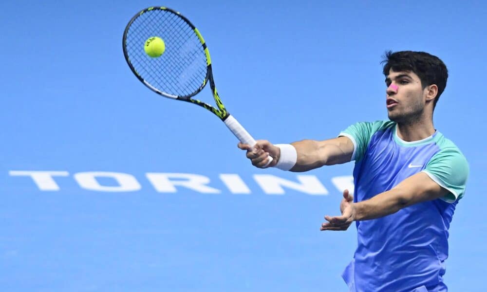 Carlos Alcaraz, durante el partido contra el alemán Alexander Zverev. EFE/EPA/Alessandro Di Marco