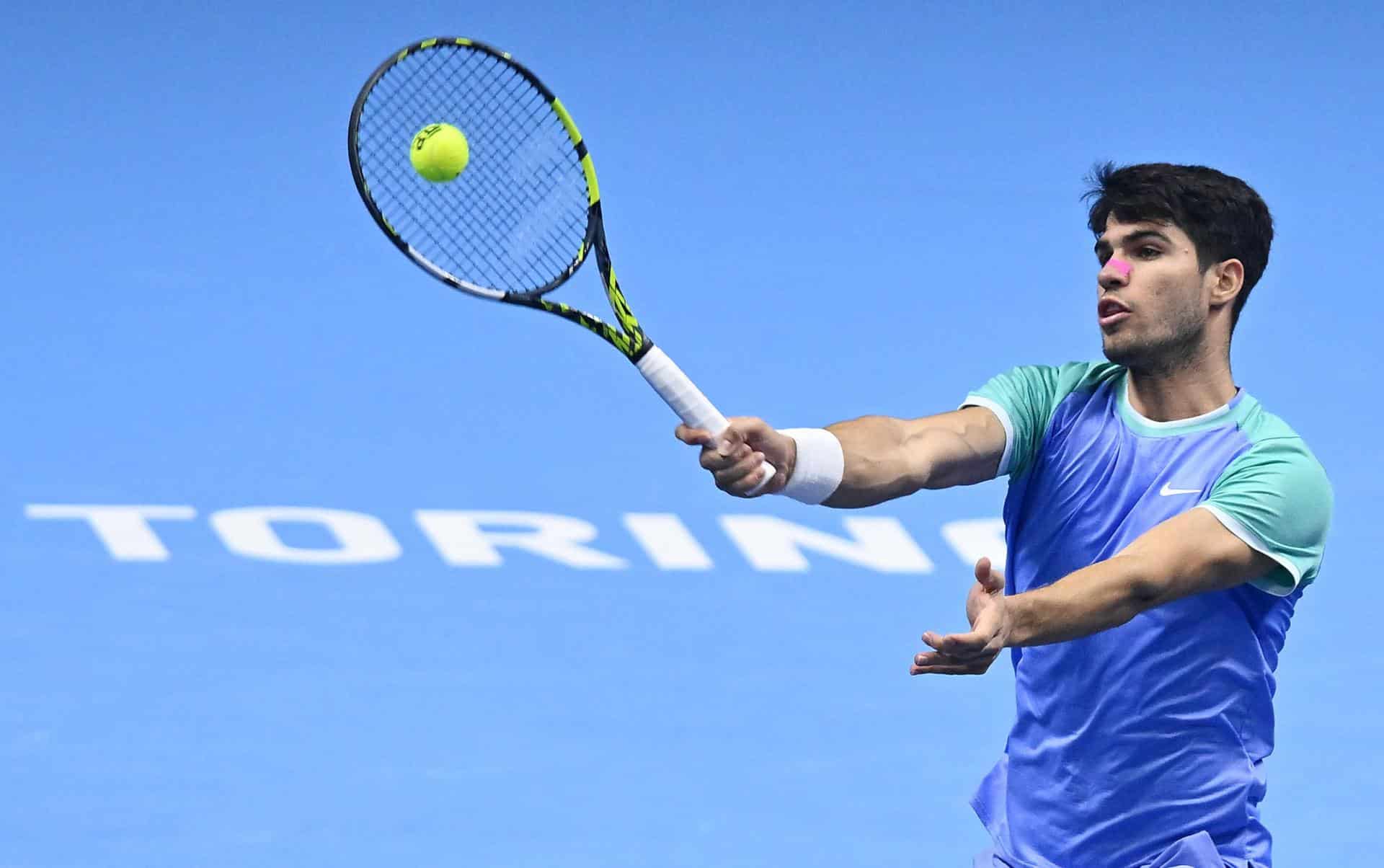 Carlos Alcaraz, durante el partido contra el alemán Alexander Zverev. EFE/EPA/Alessandro Di Marco