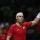 El tenista español Rafa Nadal anate el neerlandés Botic Van de Zandschulp durante el primer partido de los cuartos de final entre los equipos de España y Países Bajos, este martes en el Palacio de los Deportes José María Martín Carpena de Málaga (Andalucía). EFE/ Jorge Zapata