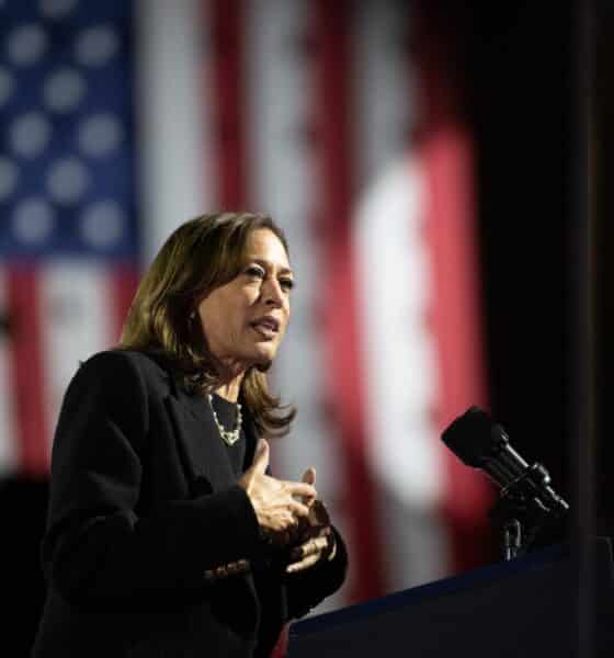 Fotografía del 5 de noviembre de 2024 en donde se ve a la vicepresidenta estadounidense y candidata demócrata a la Casa Blanca, Kamala Harris. EFE/DAVID MUSE