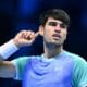 Turin (Italia), 13/11/2024.- El español Carlos Alcaraz celebra un punto durante el partido en el que se impuso este miércoles al ruso Andrey Rublev en las Finales ATP de Turín. EFE/EPA/ALESSANDRO DI MARCO