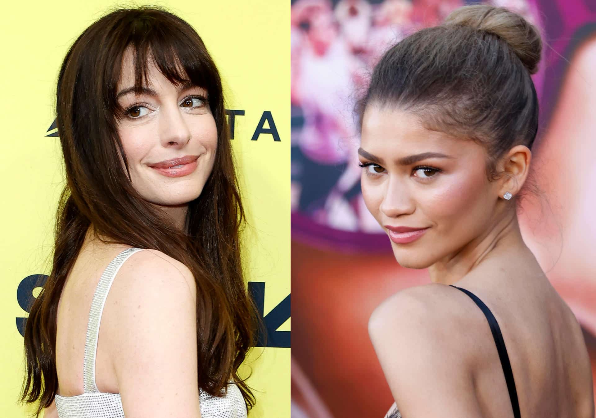 Combo de fotografías de archivo de las actrices Anne Hathaway (i) y Zendaya. EFE/ Adam Davis/Caroline Brehman