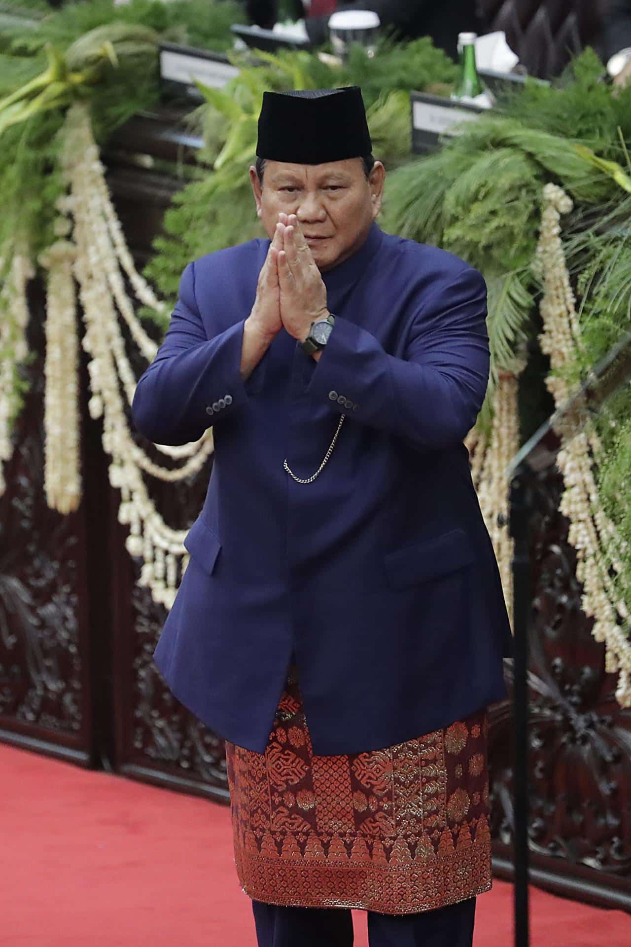 Jakarta (Indonesia), 20/10/2024.- Imagen de archivo del presidente Prabowo Subianto durante su toma de posesión. EFE/EPA/BAGUS INDAHONO