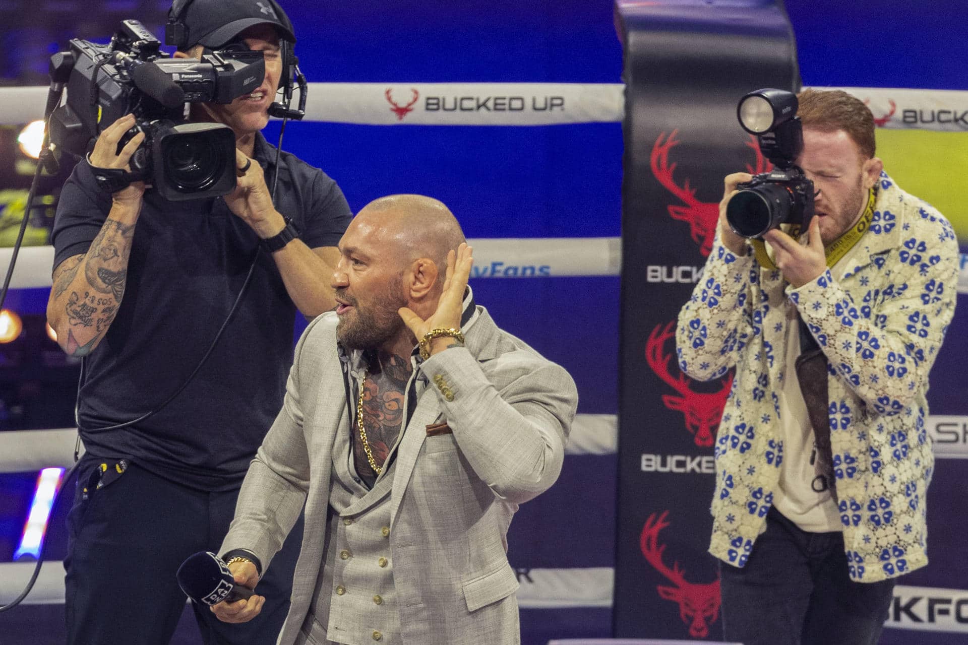 Foto archivo. El luchador irlandés Conor McGregor durante la presentación de un combate. EFE / Jorge Zapata.