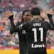 El centrocampista del Leganés Juan Cruz celebra su gol junto a su compañero Yvan Neyou, durante el partido de la pasada jornada de LaLiga frente al Girona. EFE/David Borrat