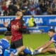 El delantero kosovar del Mallorca, Muriqi, durante el encuentro correspondiente a la jornada 12 de LaLiga EA Sports que han disputado Deportivo Alavés y RCD Mallorca en el estadio de Mendizorroza, en Vitoria. EFE/ Adrián Ruiz-Hierro.