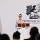 La presidenta de México Claudia Sheinbaum, participa este jueves durante una rueda de prensa en Palacio Nacional de la Ciudad de México (México). EFE/José Méndez