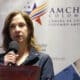 La presidenta de la Cámara Colombo Americana (AmCham Colombia), María Claudia Lacouture, habla durante el conversatorio 'Elecciones Presidenciales en Estados Unidos, análisis de los resultados y perspectivas de la relación bilateral' este 26 de noviembre de 2024, en Bogotá (Colombia). EFE/ Mauricio Dueñas Castañeda