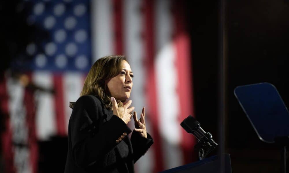 La vicepresidenta de EE.UU. y candidata demócrata, Kamala Harris. EFE/EPA/DAVID MUSE