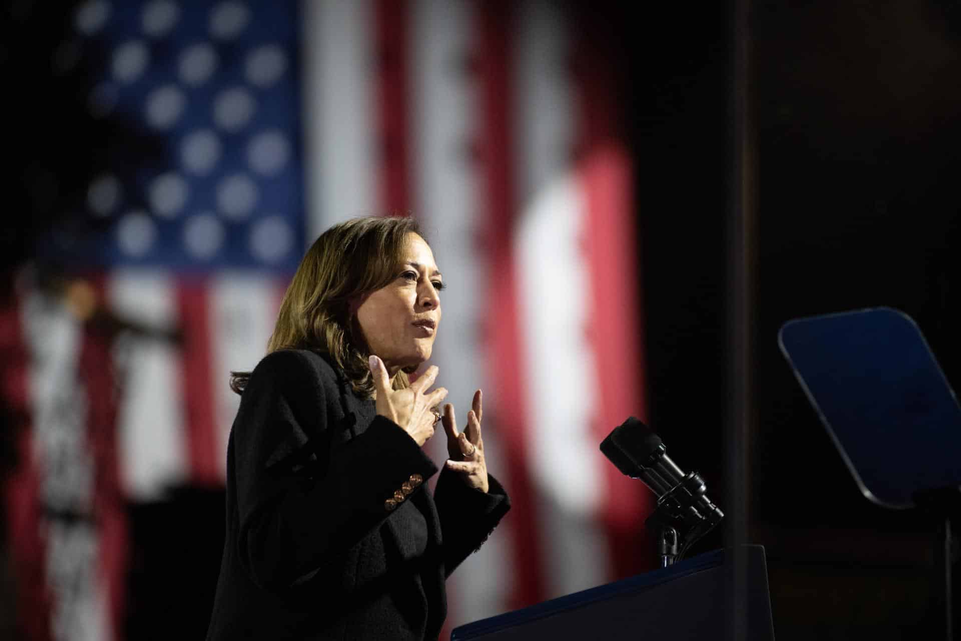 La vicepresidenta de EE.UU. y candidata demócrata, Kamala Harris. EFE/EPA/DAVID MUSE