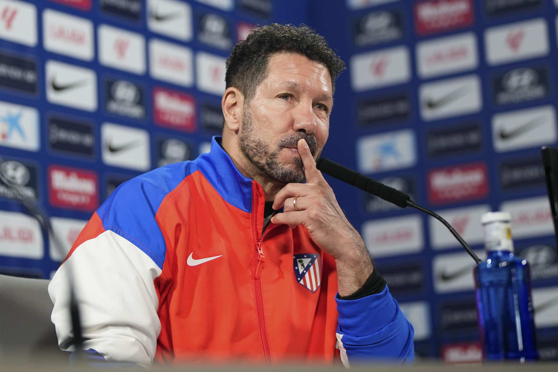 Simeone, en la rueda de prensa de este viernes. EFE/ Borja Sanchez-Trillo