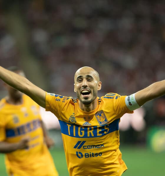 Guido Pizarro de Tigres celebra tras en el Estadio Akron en Guadalajara, Jalisco (México). Archivo. EFE/ Iván Villanueva