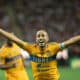 Guido Pizarro de Tigres celebra tras en el Estadio Akron en Guadalajara, Jalisco (México). Archivo. EFE/ Iván Villanueva