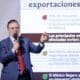 El secretario de Economía, Marcelo Ebrard, participa este martes durante una conferencia de prensa de la presidenta de México Claudia Sheinbaum en Palacio Nacional, de la Ciudad de México (México). EFE/ Isaac Esquivel