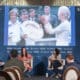 La extenista Garbiñe Muguruza (2i), Conchita Martínez (2d), directora de las finales de la Billie Jean King Cup, Antonio Jesús López Nieto(d), presidente de Unicaja Baloncesto y Luis Villarejo (i), director de Deportes de la Agencia Efe, participan en el Foro EFE Sport Business 'Málaga y el turismo deportivo. EFE/ Carlos Diaz