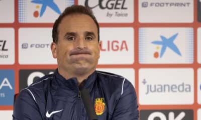 El entrenador del RCD Mallorca, Jagoba Arrasate, ofrece una rueda de prensa este viernes en Palma de Mallorca en la víspera del partido de LaLiga contra la UD Las Palmas. EFE/ Cati Cladera