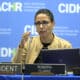 La presidenta de la Comisión Interamericana de Derechos Humanos (CIDH), Roberta Clark, habla durante una reunión este martes en Washington (EE.UU.). EFE/Lenin Nolly