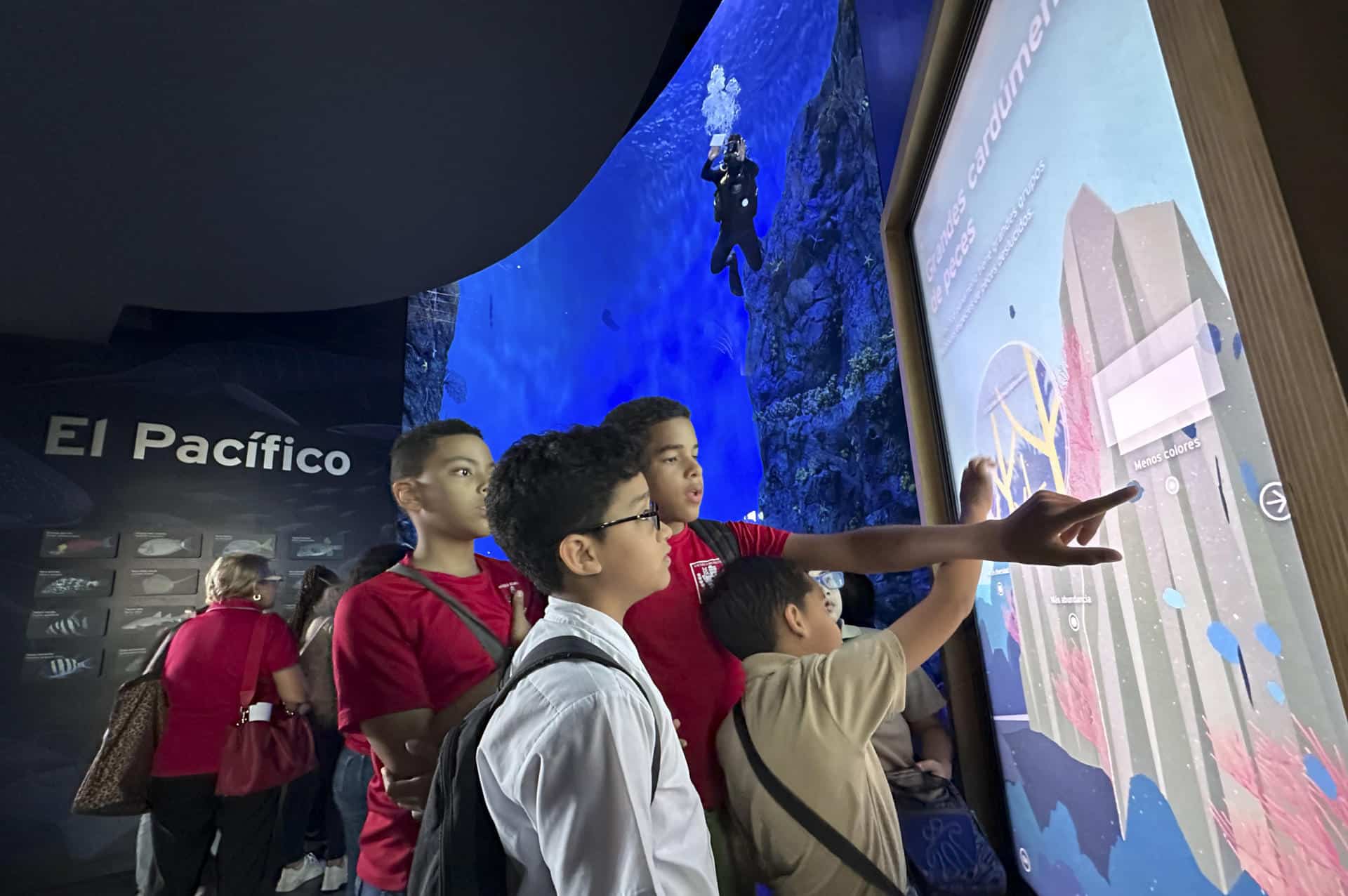 Estudiantes visitan el Biomuseo durante la inauguración de la primera edición de "Mi experiencia en el museo", este jueves en Ciudad de Panamá (Panamá). EFE/Bienvenido Velasco