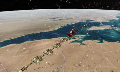 Imagen tomada de noradsanta.org de un mapa donde se puede ver el recorrido de Santa Claus. FE/ Norad Santa