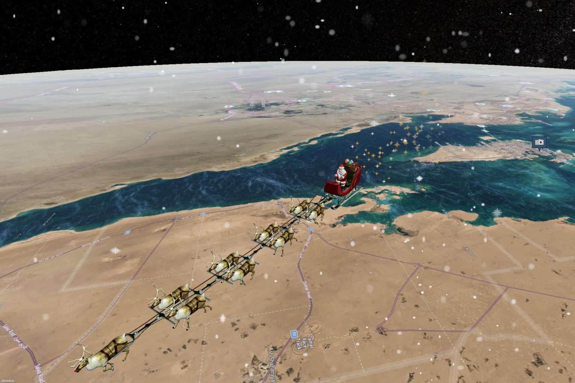 Imagen tomada de noradsanta.org de un mapa donde se puede ver el recorrido de Santa Claus. FE/ Norad Santa