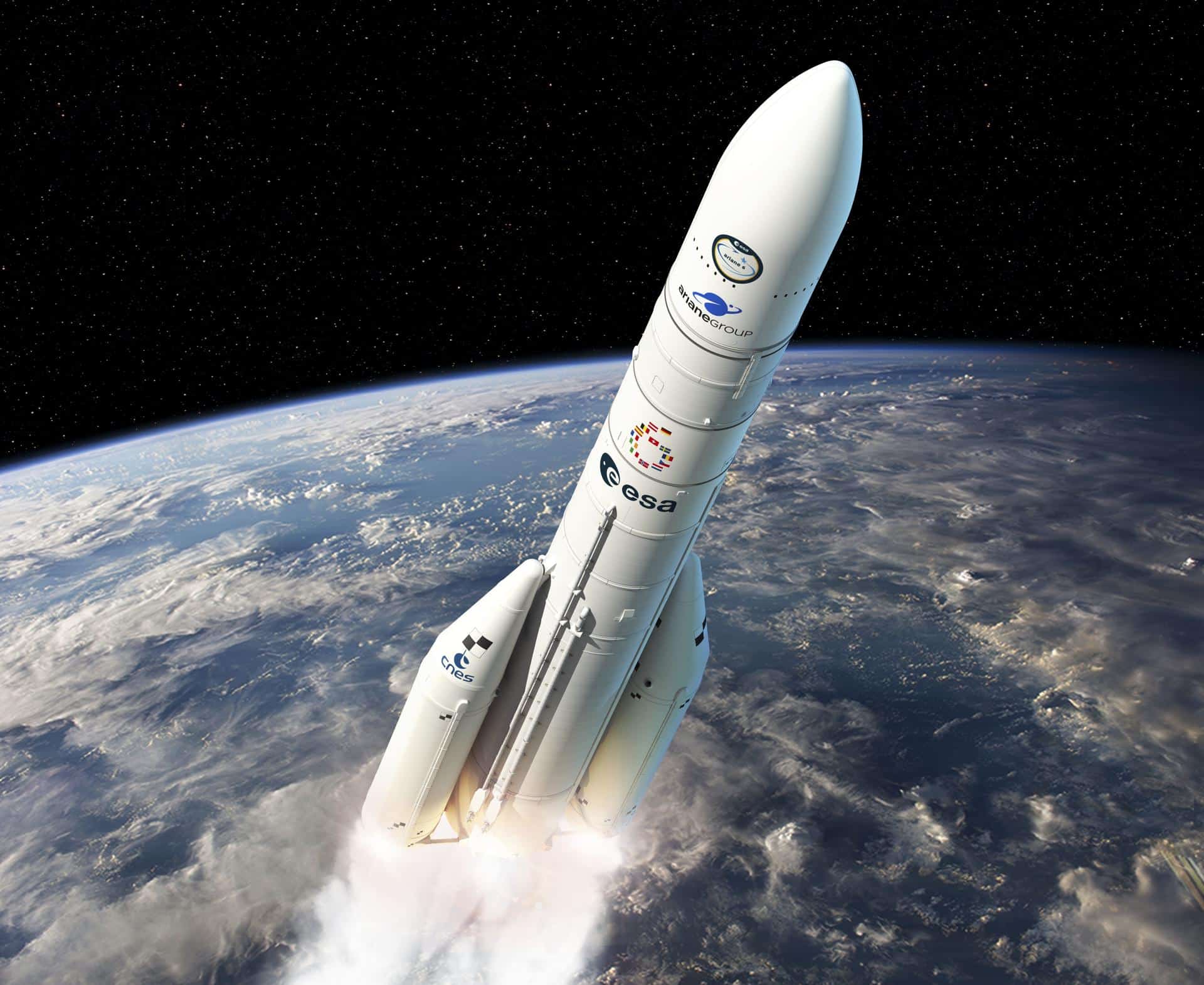 Impresión artística del cohete Ariane 6. Crédito: ESA - D. Ducros