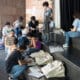 Fotografía del 29 de noviembre de 2024 de voluntarios trabajando en el mercado de cine latinoamericano Ventana Sur, en el Auditorio Nacional del Sodre en Montevideo (Uruguay). EFE/ Sofía Torres