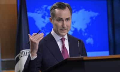 Fotografía de archivo del portavoz del Departamento de Estado, Matthew Miller, durante una rueda de prensa en la sede del Departamento de Estado, en Washington (Estados Unidos). EFE/ Lenin Nollly