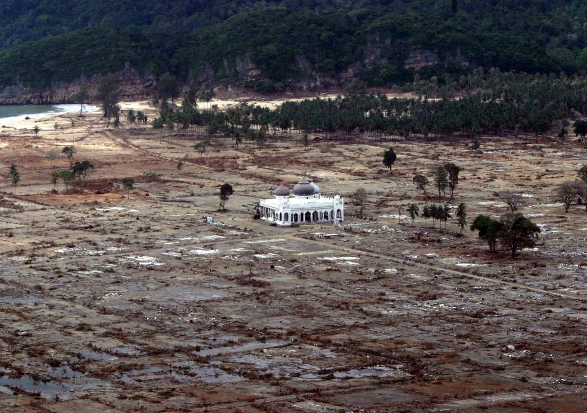 Fotografía de archivo de la gran mezquita de Banda Aceh tras el tsunami de hace 20 años. 
EFE/EPA/MAST IRHAM *** Local Caption *** 00400006