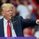 Fotografía de archivo del 20 de julio de 2024 del candidato presidencial republicano Donald J. Trump hablando en su primer mitin en el Van Andel Arena, en Michigan (Estados Unidos). EFE/ Allison Dinner ARCHIVO