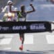 El atleta keniano Wilson Kiprono Too celebra al ganar la 99ª edición de la Carrera Internacional de San Silvestre en Sao Paulo (Brasil). EFE/ Isaac Fontana