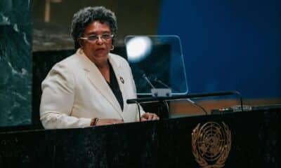 Fotografía de archivo en donde se ve a la primera ministra barbadense, Mia Mottley. EFE/OLGA FEDROVA