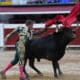 El torero español Manuel Escribano lidia al toro Peregrino de la ganadería Campo Real, este lunes durante la Feria de Cali, en Cali (Colombia). EFE/ Ernesto Guzmán