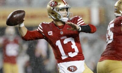 Fotografía de archivo, tomada el pasado 12 de diciembre, en la que se registró al mariscal de campo de los San Francisco 49ers, Brock Purdy, durante un partido de la NFL contra Los Ángeles Rams, en Santa Clara (CA, EE.UU.). EFE/John G. Mabanglo