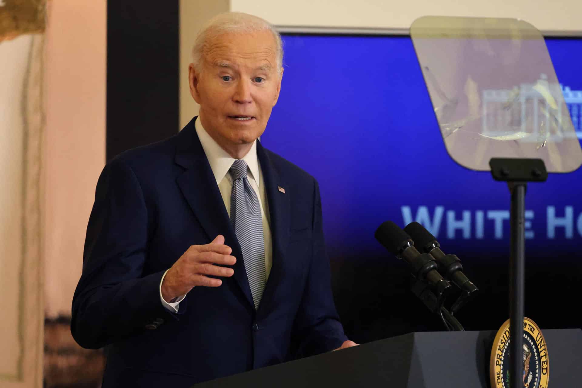 El presidente de los Estados Unidos, Joe Biden, habla durante la primera conferencia de la Casa Blanca sobre la Investigación en Salud de la Mujer en Washington (Estados Unidos). EFE/ Octavio Guzmán