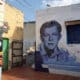 Fotografía del 29 de noviembre de 2024 de un mural con el rostro de José Asunción Flores, creador de la Guarania, en el barrio Chacarita de Asunción (Paraguay). EFE/ Juan Pablo Pino