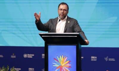 Fotografía de archivo del canciller venezolano, Yvan Gil, durante el segmento de alto nivel de la Conferencia de la ONU sobre Biodiversidad Biológica (COP16), en Cali (Colombia). EFE/ Ernesto Guzmán Jr.